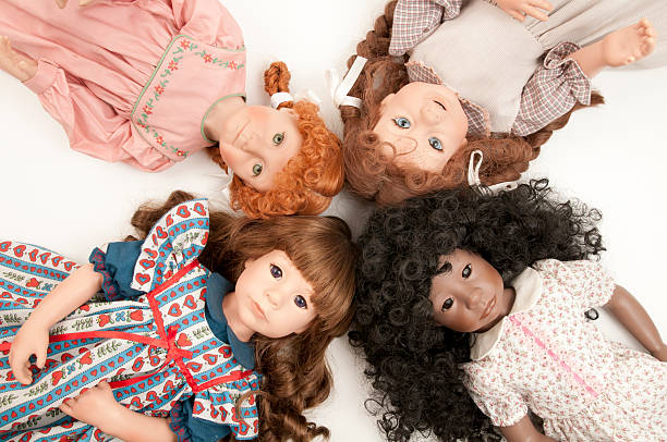 The realistic collectible dolls 18-Inch Doll Wigs depict early-era doll fashion.