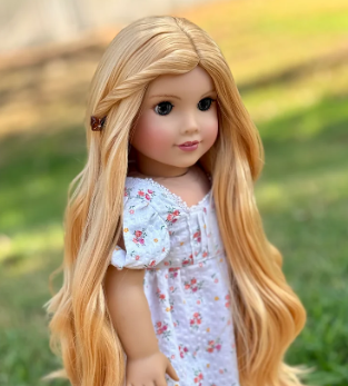 Luxury "Citrine" Long Wig – DallasDollCo 18-Inch Doll Wigs
