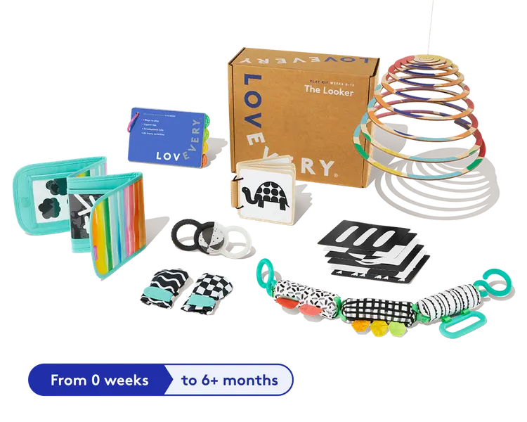 Lovevery Best Toys for Sensory Development - Looker Play Set, suitable for newborns to 12-week-old babies.