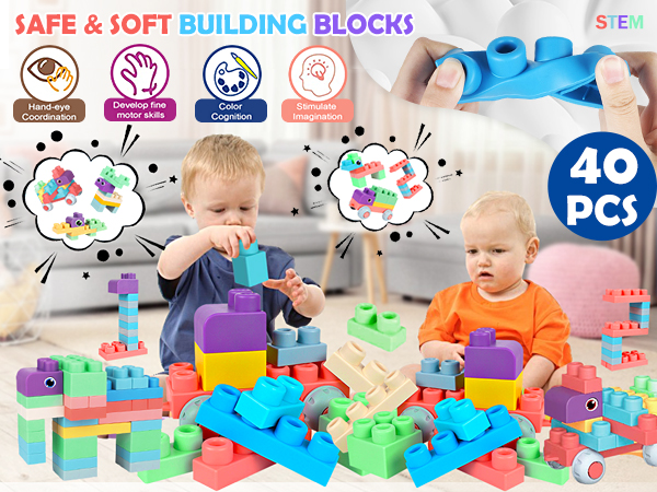 Amazon.com Hand-Eye Coordination Toys for Infants: ROHSCE Soft Building Blocks for Toddlers