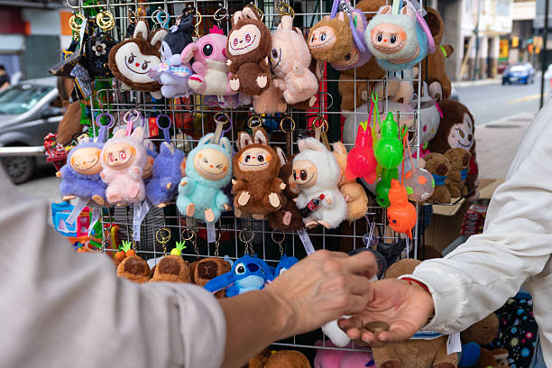 Various plush Labubu keychains