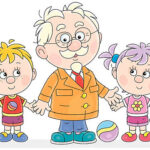 A Lively And Adorable Preschool-aged Boy And Girl Went To The Park With Their Grandfather To Play With Infant Sports Toys.