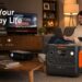 Family using a Jackery portable power station during a home power outage, powering electronics and entertainment devices while providing safe, quiet, and reliable backup energy.