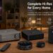 An overview of WiiM high-res audio solutions for every home, showing a lineup of products and a list of awards and features.