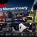 REDTIGER brand hero banner split between night driving with 4K dash cams and a golf player on a course with rangefinders, under the slogan "REDTIGER - See Every Moment Clearly."
