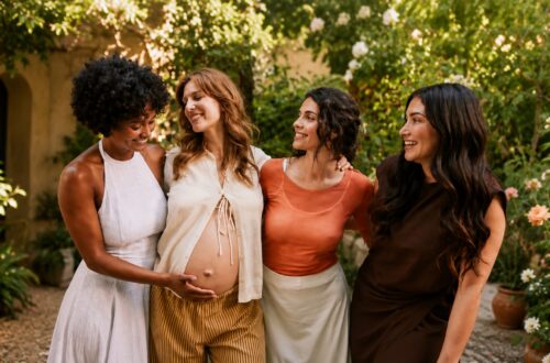 Momcozy banner featuring maternity and postpartum products, including Pregnancy Belly Band, Postpartum Belly Band, Maternity Underwear, and Nursing Bras in various lifestyle scenes.