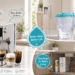 VIOMI smart home lifestyle collage featuring a silver espresso machine, turquoise water filter pitcher, and under-sink RO filtration system in realistic modern kitchen scenes, with playful water-themed graphics and messages about better coffee and cleaner everyday hydration.