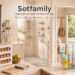 Sotfamily lifestyle banner showing kitchen, bathroom, and car organization products integrated into a modern home. Features can organizers, egg holders, kids bathroom storage, and car visor holders in real-life usage scenes.