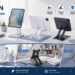 KABCON tablet stand collection featuring multiple adjustable and foldable designs for different scenarios. The lineup supports workstation, study desk, and travel setups with ergonomic viewing, durable construction, and universal compatibility.