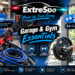 ExtreSpo promotional hero image featuring heavy-duty blue and black jumper cables beside an open car hood and an Olympic EZ curl bar in a modern gym, with bold blue graphic accents highlighting automotive accessories, fitness equipment, durability, and everyday performance.