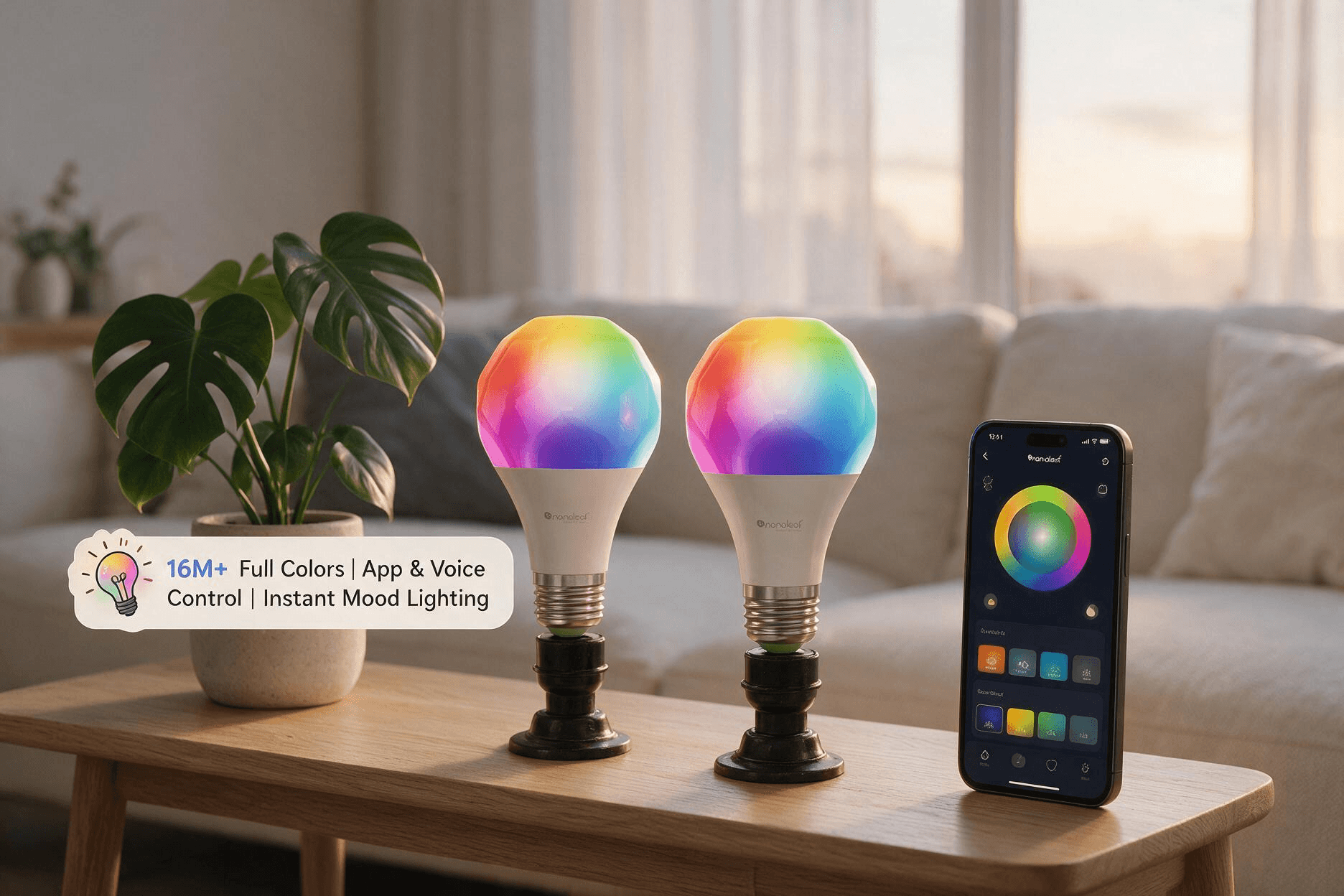 Nanoleaf Essentials Smart Light Bulbs, Matter LED Bulbs A19 E26 60W 2PK