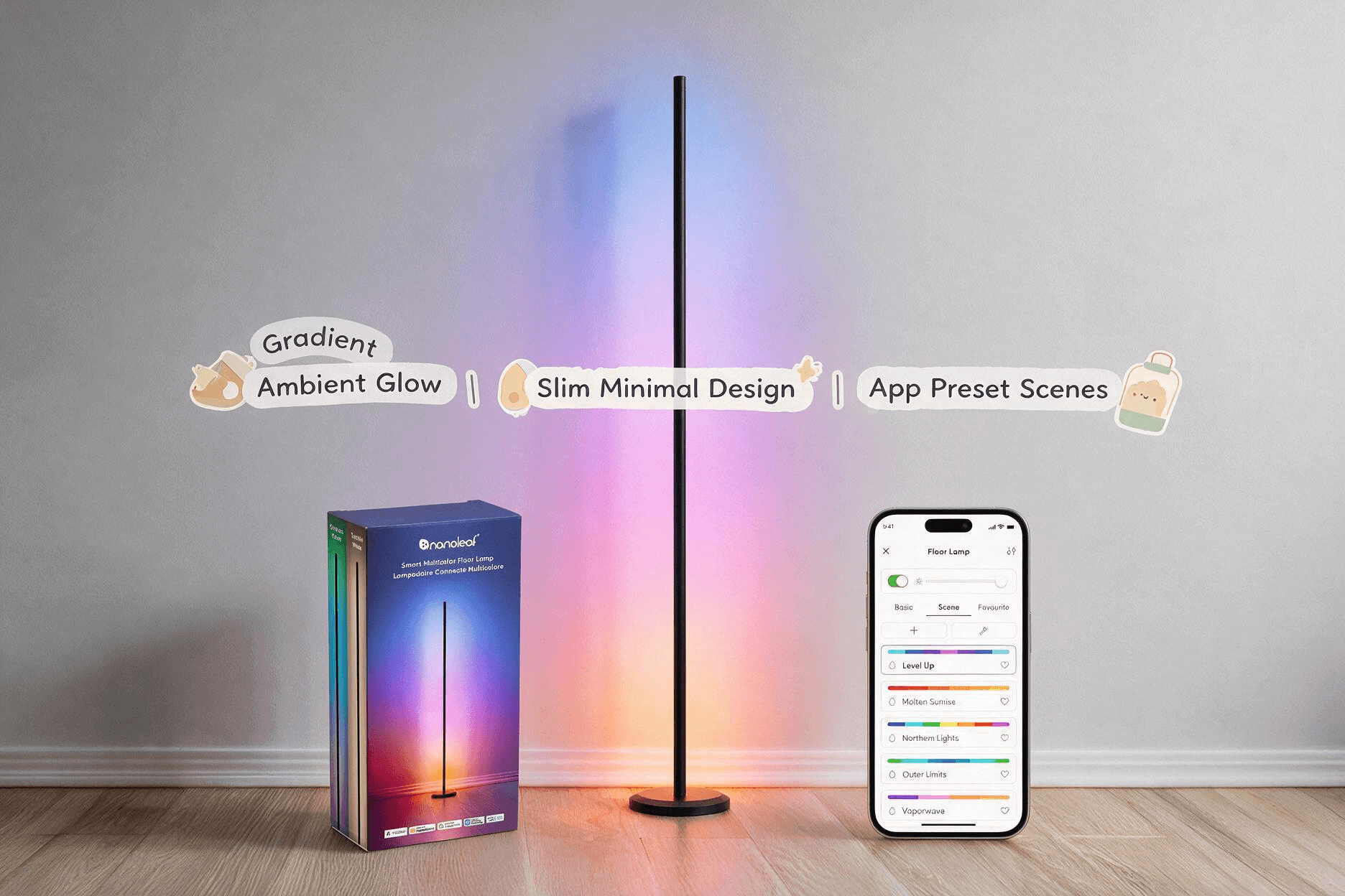Nanoleaf Matter Smart Floor Lamp, 1700lm RGBTW LED Standing Lamps