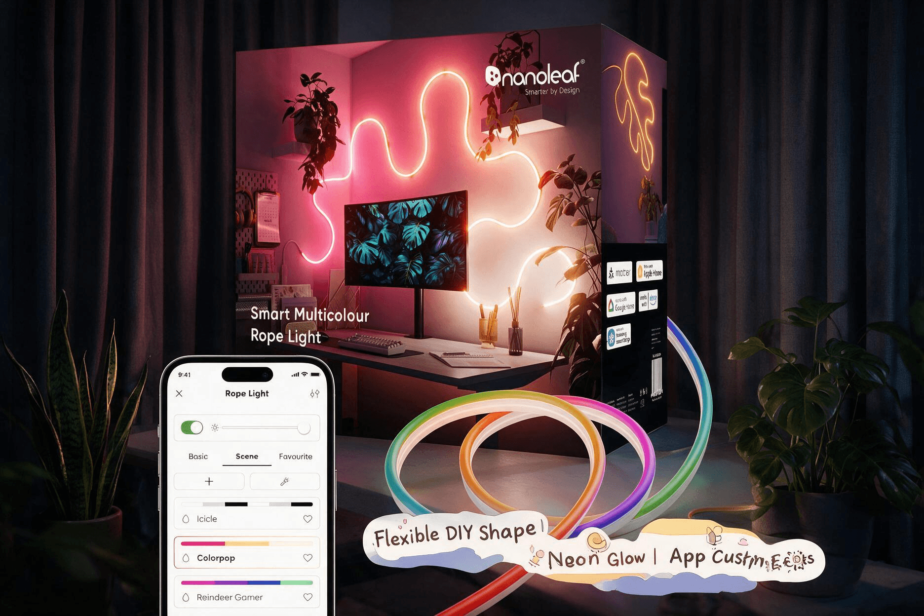 Nanoleaf Smart Rope Light, Works with Matter, Alexa, Google Home, 16.4ft