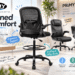 PRIMY chair collection displayed in a bright modern workspace, featuring black ergonomic, executive, drafting and pink kids chairs with annotations highlighting ergonomic support, mobility, office use and kids seating.