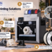 A promotional graphic for QIDI 3D Printing Solutions showcasing a QIDI MAX4 3D printer with a multi-material filament system on top, placed on a wooden desk alongside a laptop displaying a 3D model, finished printed parts, and a spool of PLA filament. Text callouts highlight key features: Multi-Material Ready, High-Speed Precision, Reliable Filament Solutions, Large Build Volume (190x310x340 mm), and Industrial-Grade 3D Printing.