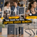 A collage marketing image showcasing a product range. The top has four photos of users: one woman with a wireless lapel mic, a couple with a dual mic, two women exercising with different neckband headphones (one with red earbuds, one all-black). The center says "Your Sound. Your Story. CAPTURE EVERY MOMENT!". The bottom displays all products (mics and headphones) with icons listing features: Plug & Play, IPX7 Waterproof, Stable Transmission, Long Battery Life, DSP Noise Canceling, Lightweight & Comfortable.