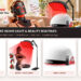 INTEO red light therapy collection featuring a face and neck mask, adjustable light panel, hair therapy cap, and handheld beauty device in a cozy home setting, highlighting at-home beauty and wellness routines.