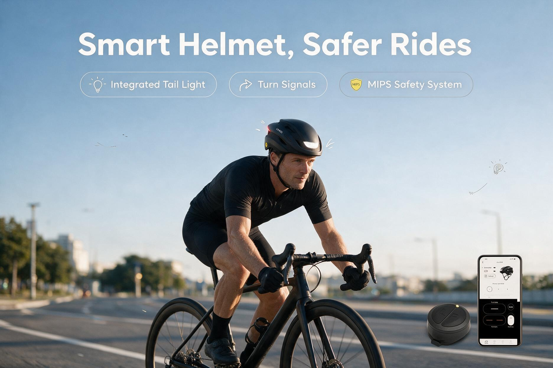Lumos Ultra Bike Helmet TÜV 360˚ Visibility LED Lights with Turn Signals
Front & Rear LED Lights Commuter Bike Helmet for Adults Men Women, Sync Compatible Lumos Lights, Riding Day and Night