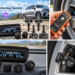 Masoll TPMS promotional collage featuring an SUV, tire pressure monitoring display, orange sensor activation tool, and valve sensors, with colorful feature icons and real-life automotive scenes.