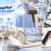 Newbealer steam care collection featuring a handheld garment steamer, steam mop, smart steam iron, steam generator iron, and travel iron in stylish home and travel settings, with blue-themed English annotations highlighting convenient clothing care and household cleaning.