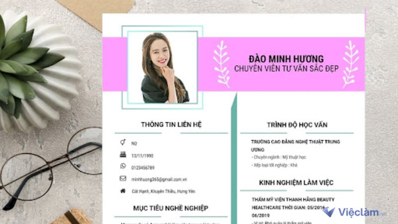 Trong CV xin việc spa, thông tin cá nhân thường được đặt ở phần đầu tiên