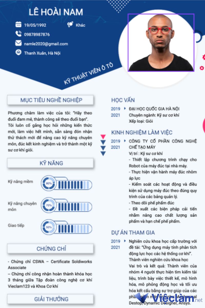 mẫu CV xin việc ngành ô tô vị trí khác