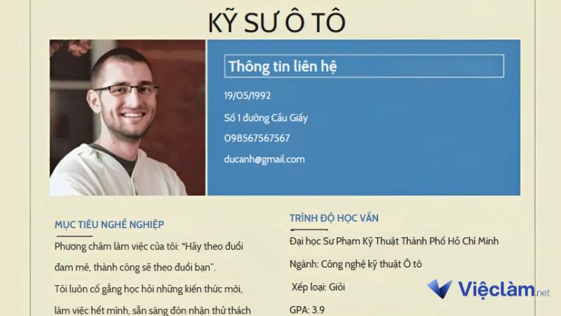 Trình độ học vấn khi viết CV cho ngành ô tô
