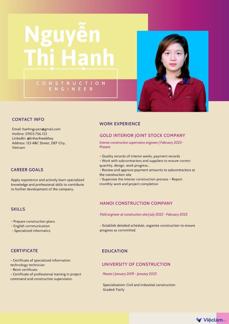 CV xin việc xây dựng ấn tượng bằng tiếng Anh