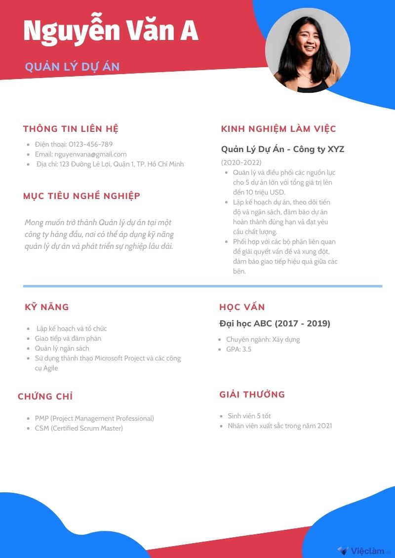 CV xin việc xây dựng quản lý dự án