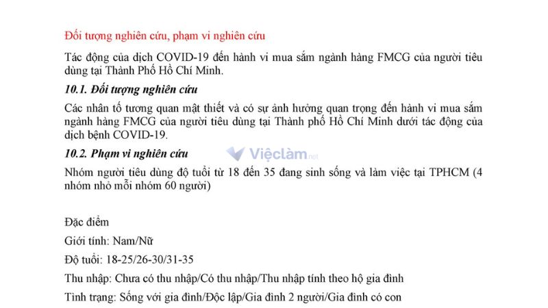 Xác định đối tượng, phạm vi nghiên cứu
