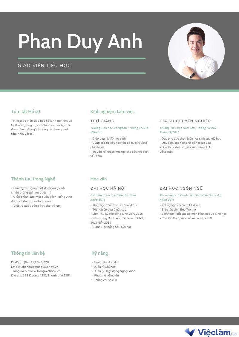 1. CV gia sư cho người mới ra trường hoặc đang học đại học