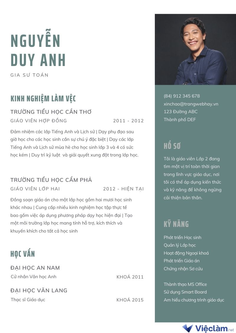 3. CV gia sư tại nhà (1-1 teaching)