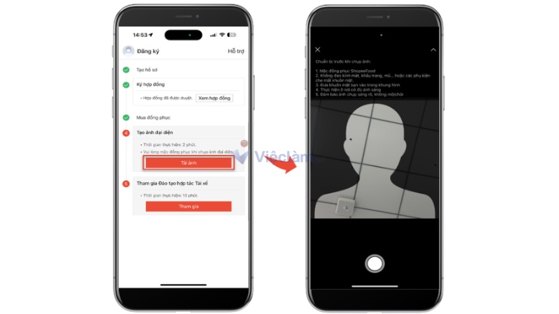 Làm theo hướng dẫn và tải ảnh lên