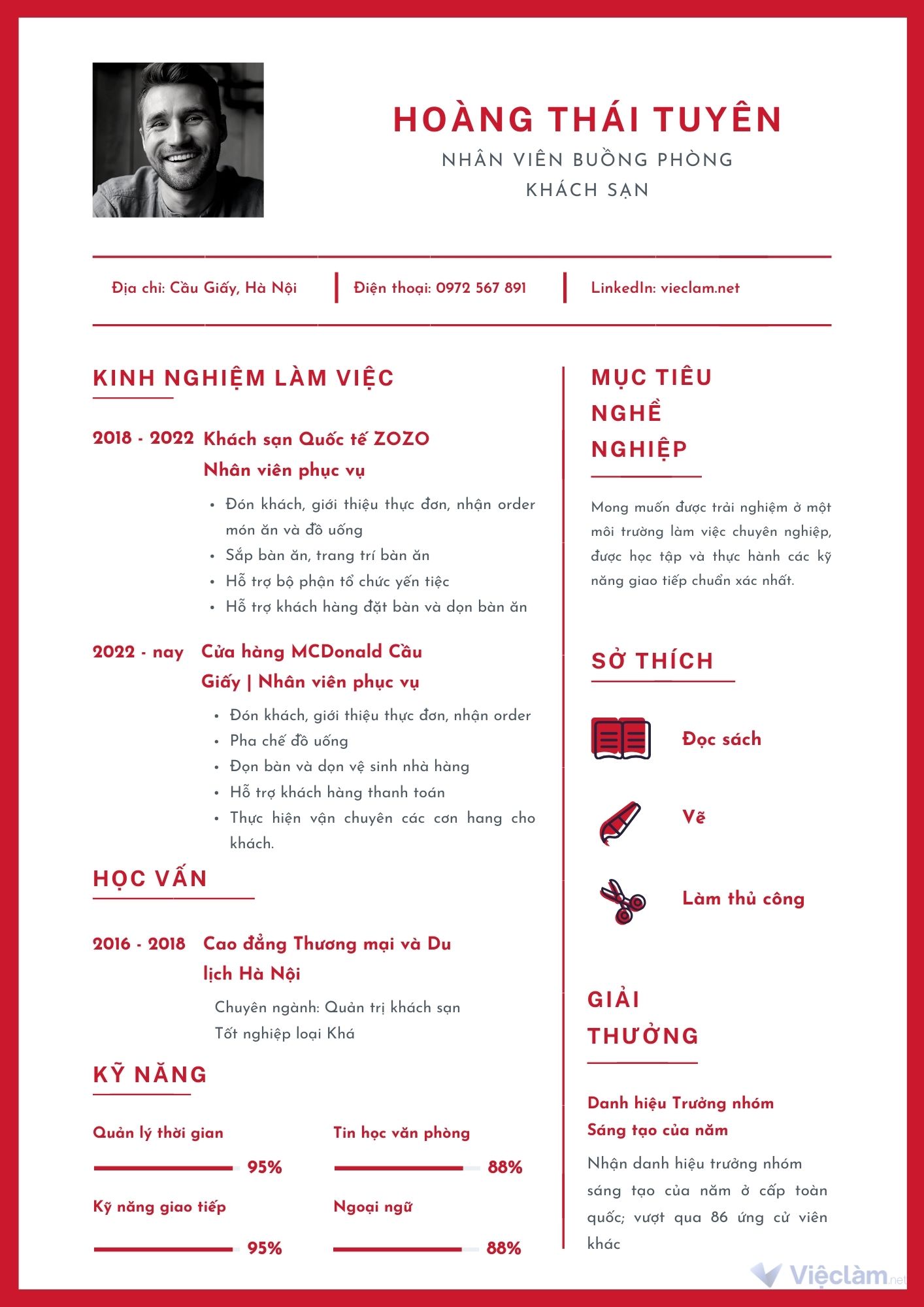 Hướng dẫn viết CV xin việc buồng phòng khách sạn