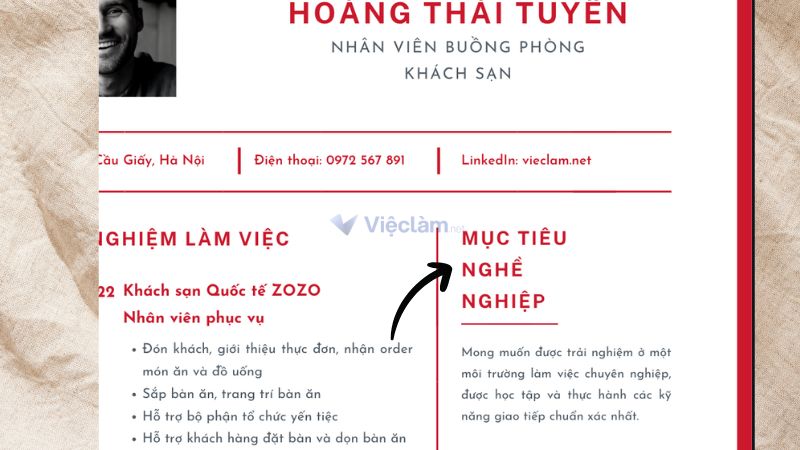 Cách viết mục "Mục tiêu nghề nghiệp" trong CV xin việc buồng phòng khách sạn