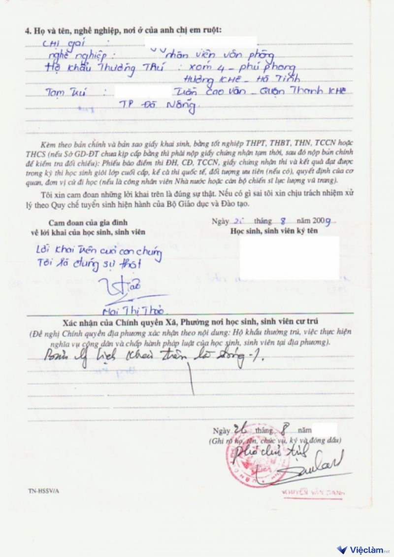 Phần cuối trang 4: Xác nhận