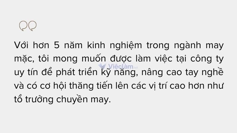 Cách viết mục tiêu nghề nghiệp trong CV ngành may