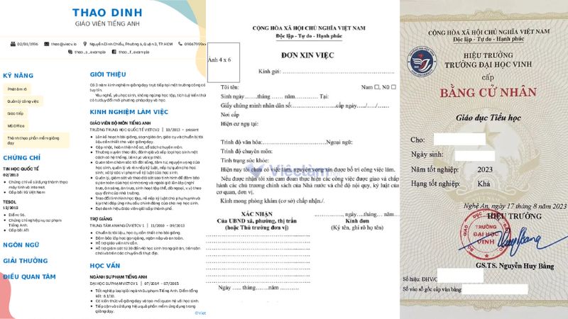 Giấy tờ nào là quan trọng nhất trong hồ sơ xin việc tiểu học?