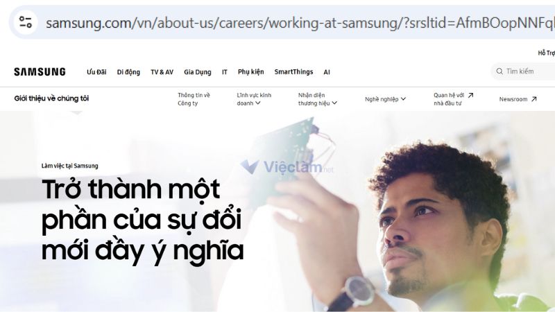 Trang web nộp hồ sơ xin việc online tại Samsung