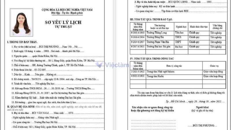 Chuẩn bị sơ yếu lý lịch khi đi xin việc Vinmart