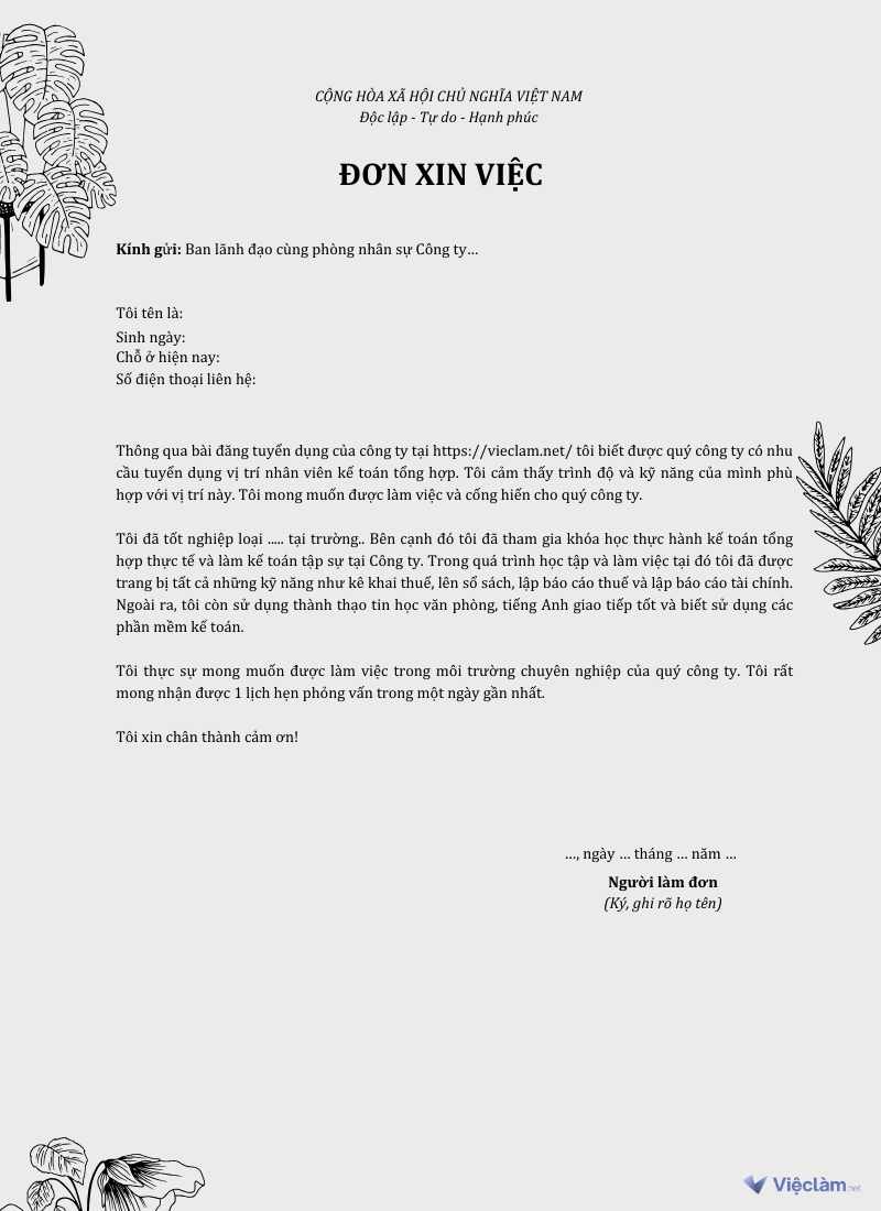 Cách viết đơn xin việc ấn tượng khi chưa có nhiều kinh nghiệm