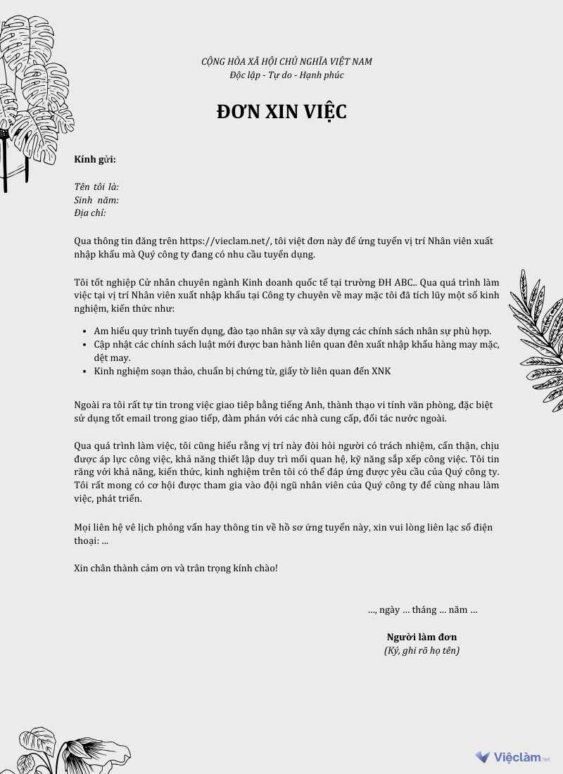 Hướng dẫn viết đơn xin việc ngành logistics đầy đủ nhất