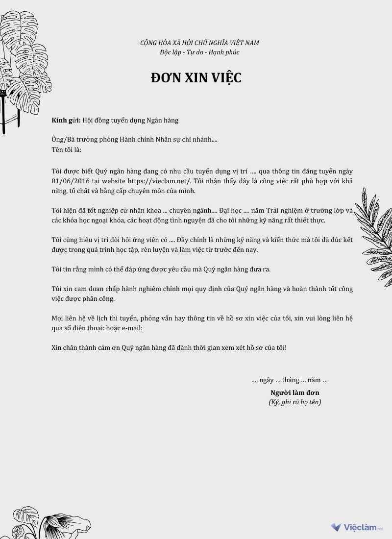 Bí quyết viết đơn xin việc vào ngân hàng dễ thành công