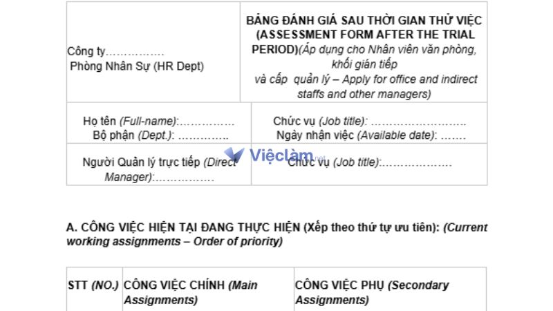 Top 5 mẫu đánh giá nhân viên thử việc đơn giản, hiệu quả nhất 2025