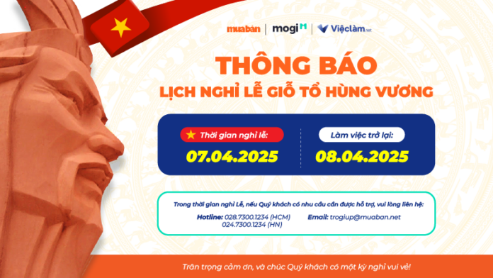 Thông báo lịch nghỉ Lễ Giỗ tổ Hùng Vương năm 2025