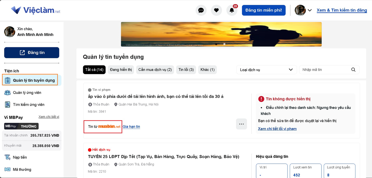 Quản lý tin tuyển dụng