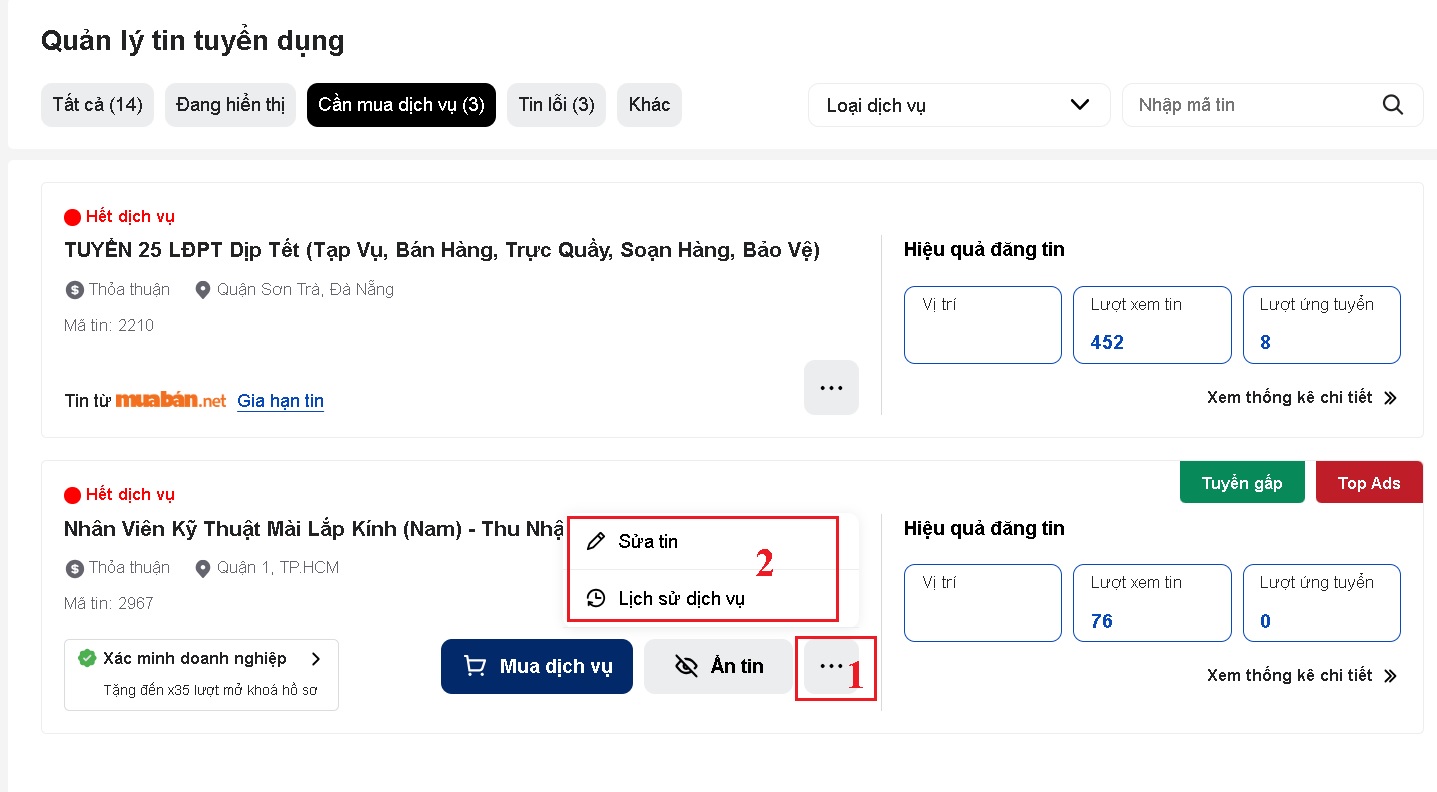 Cần mua dịch vụ vieclam.net