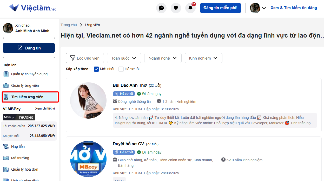 Tìm kiếm ứng viên