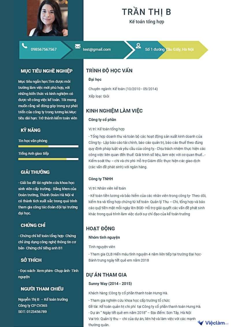 Mẫu CV cho Kế toán