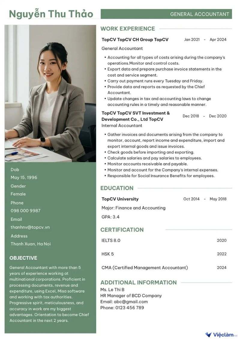 Mẫu giới thiệu bản thân trong CV bằng tiếng Anh 